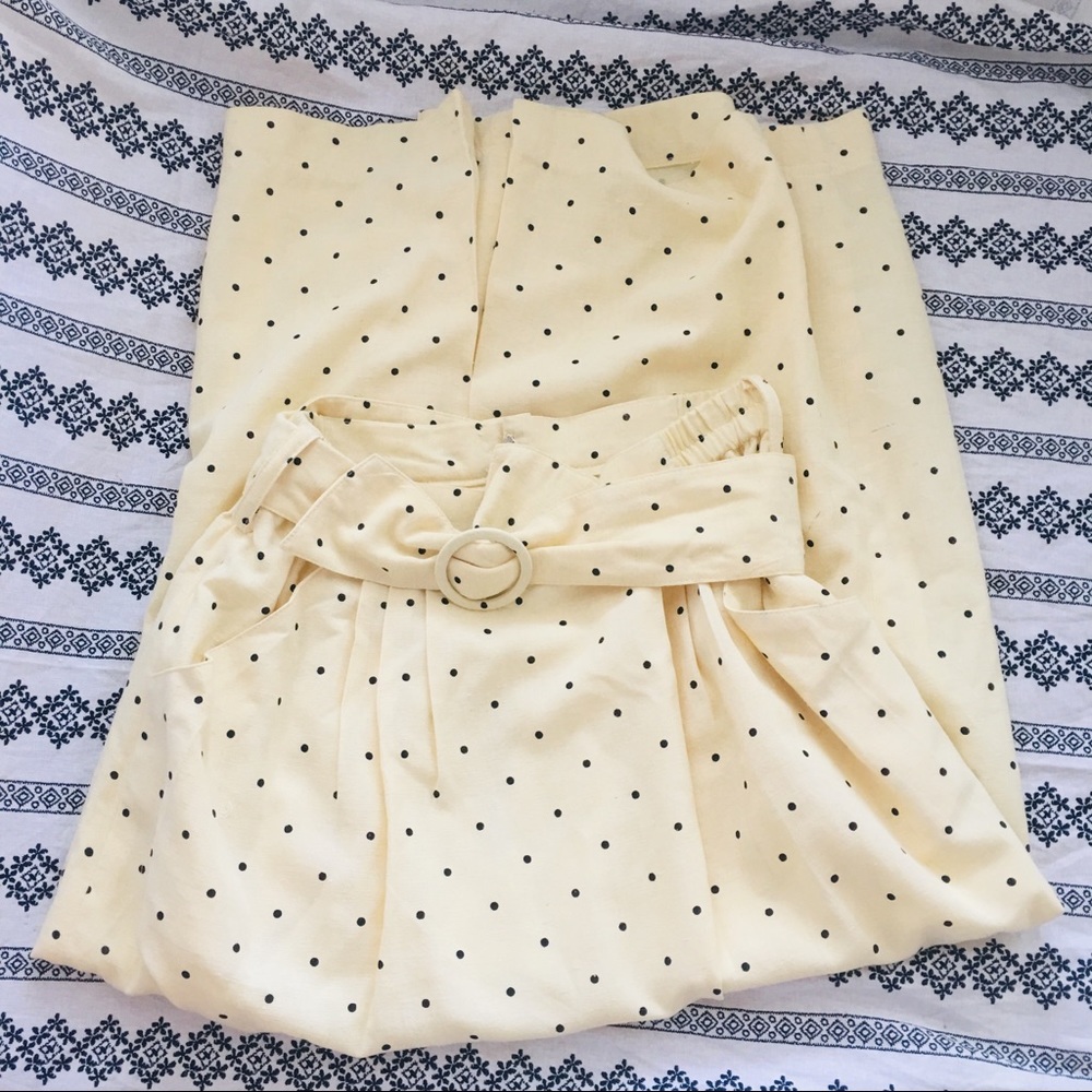 VINTAGE Yellow Polka Dot Midi Skirt - Picture 5 of 7